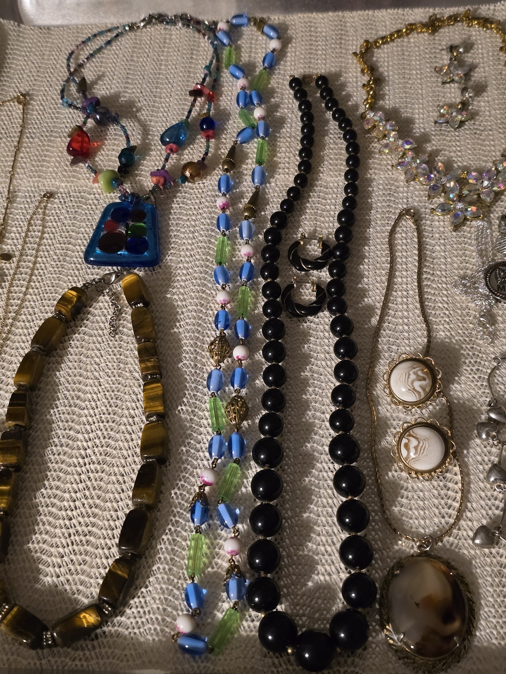 Uranium Glass Art Deco Necklace Multicolored